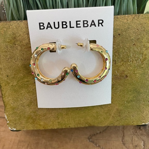 BaubleBar Jewelry New Bauble Bar 222 Gold Hoops With Multicolored